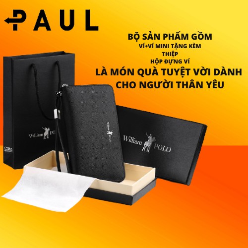 Ví nam POLO 300 Clutch William Polo Ví dài khóa kéo cầm tay Bảo hành 12 tháng