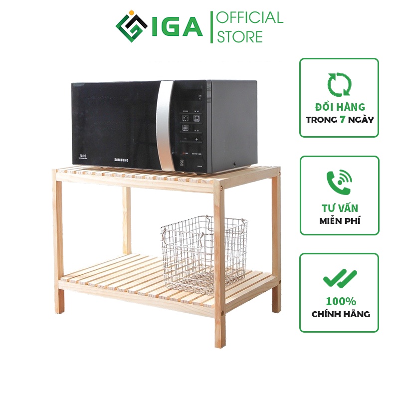 Kệ Lò Vi Sóng IGA Đa Năng Gỗ 2 Tầng Oven Rack 2F - GN26