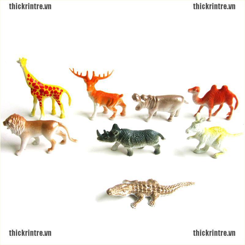 <Hot~new>8PCS Plastic Zoo Animal Figure Tiger Leopard Hippo Giraffe Kids Animal Toys Gift