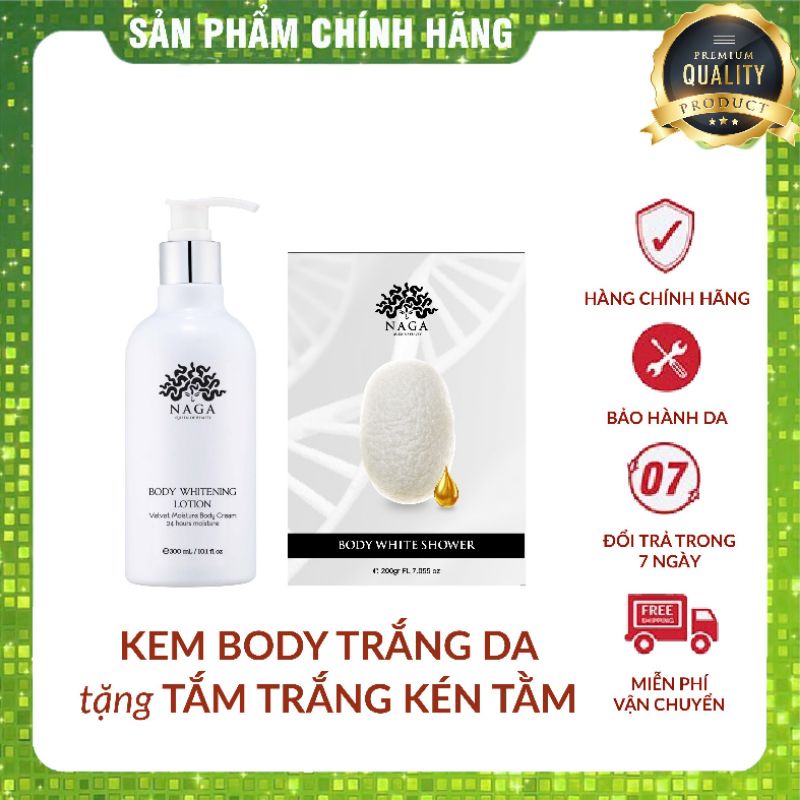 COMBO kem body cấy trắng NAGA + tắm trắng kén tằm NAGA