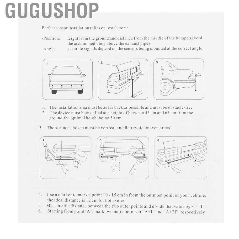 Bộ Radar Cảm Biến Đỗ Xe Gugushop 12v Dc + 4 Cảm Biến Led