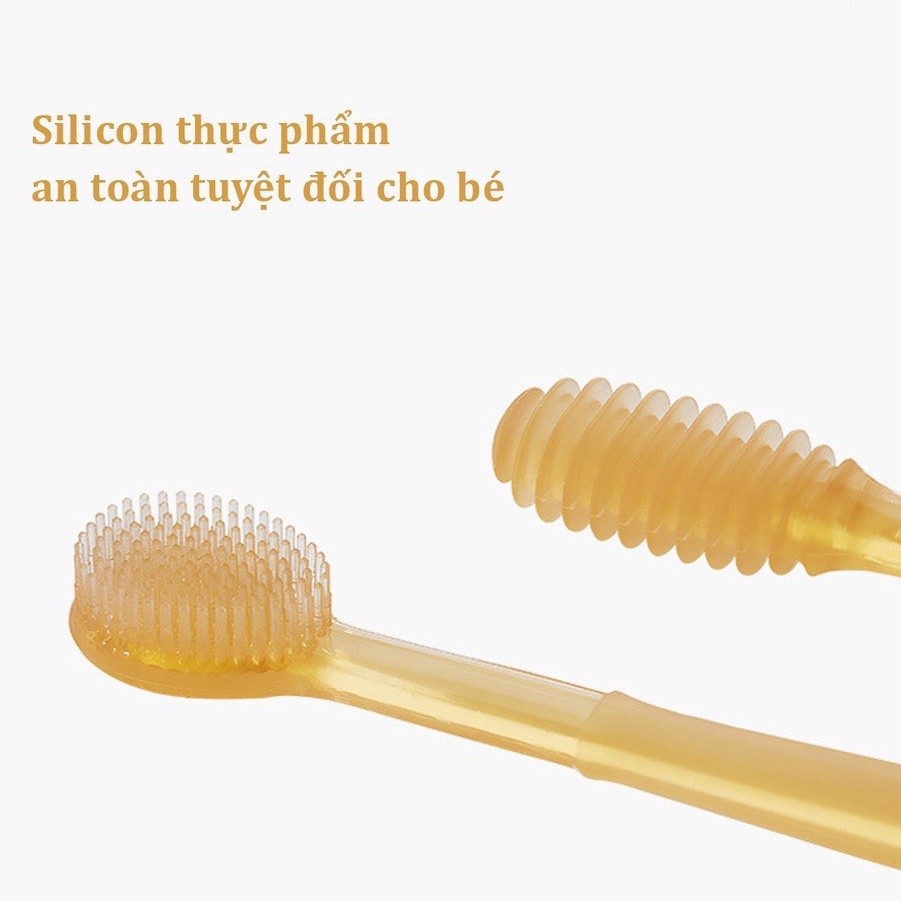 Set rơ lưỡi và bàn chải đánh răng Silicon cho bé từ 0-18 tháng tuổi