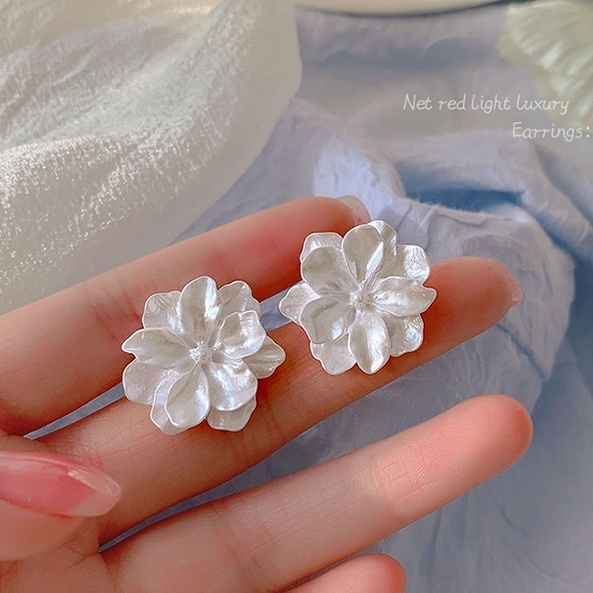 Bông Tai Mạ Bạc 925 Hình Hoa Thanh Lịch Thời Trang Phong Cách Hàn Quốc Cho Nữ