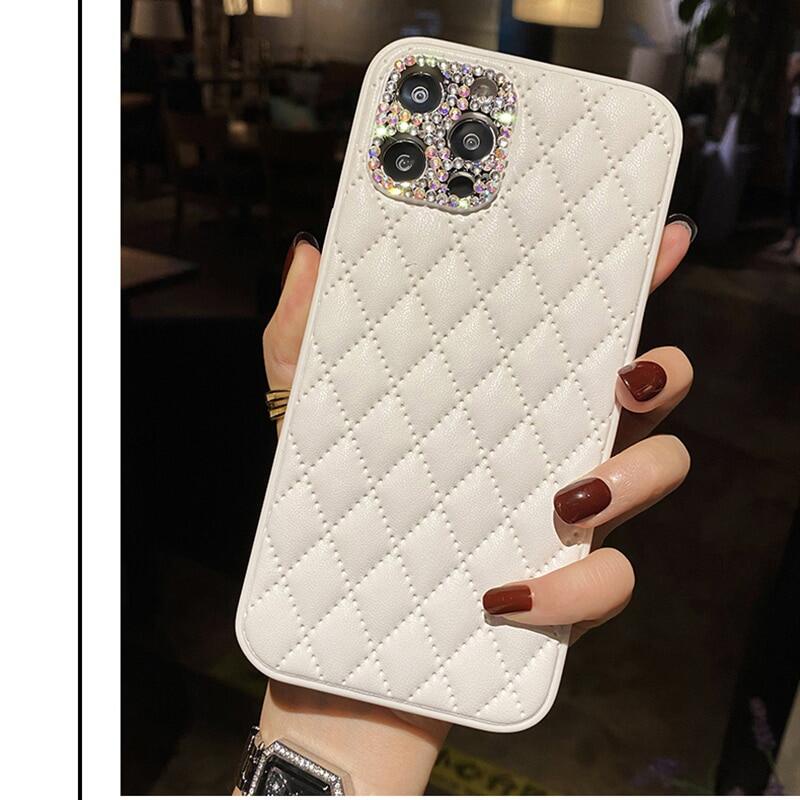 Ốp Điện Thoại Da Đính Kim Cương Giả Sang Trọng Cho iPhone 13 12 Pro Max 7 8 plus X XS XR 11 SE 6 6s plus