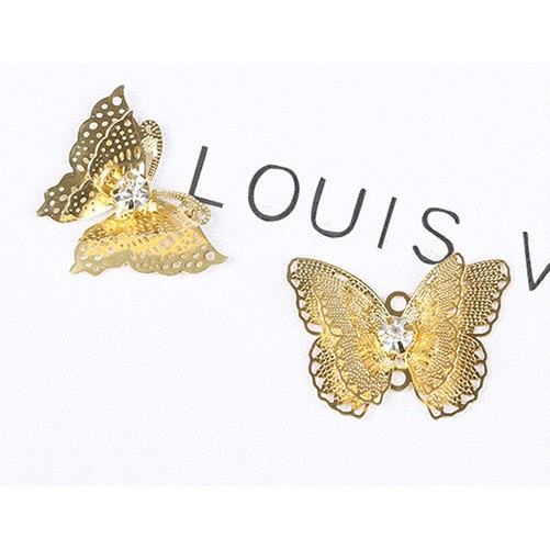 Bướm Ba Chiều Vàng Kim Loại ĐÍnh Móng