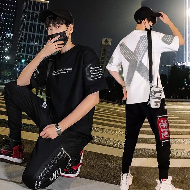 Bộ Quần Áo Thun Nam Phối Họa Tiết Chữ X Chéo Mặt Lưng Độc Đáo Phong Cách Đường Phố Sành Điệu Zenkocs3 QA NAM 073