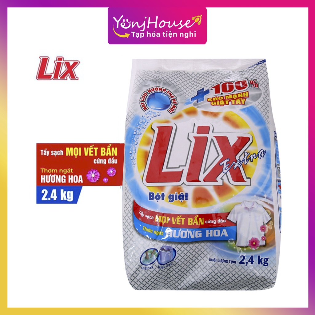 BỘT GIẶT LIX EXTRA HƯƠNG CHANH 2.4KG - TẨY SẠCH VẾT BẨN CỰC MẠNH– YENJHOUSE