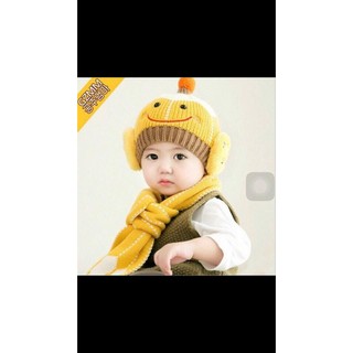 Bộ khăn mũ mặt cười cho bé