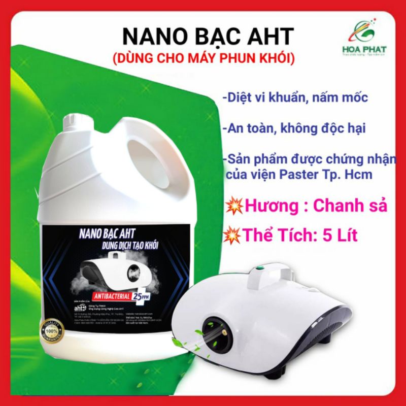 Nano bạc tạo khói diệt khuẩn khử mùi AHT 5 lít [ Hàng chính hãng ] - Hương Sả Chanh