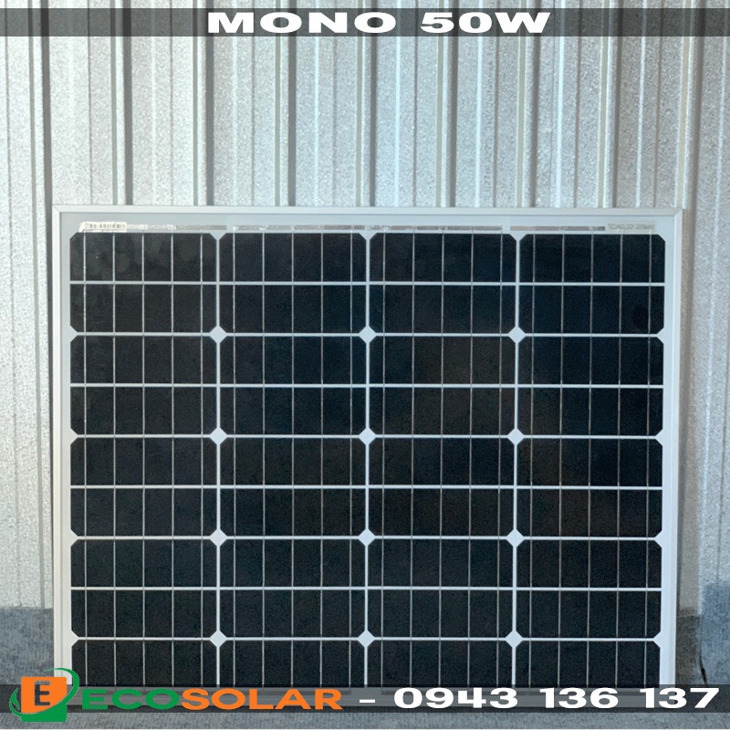 Pin năng lượng mặt trời mono 50w - kèm 1 cặp jack mc4 đơn (hàng chính hãng)