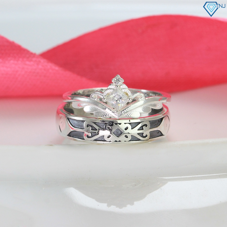 Nhẫn đôi hiệp sĩ và công chúa nam nữ bạc khắc tên ND0471 Trang Sức TNJ