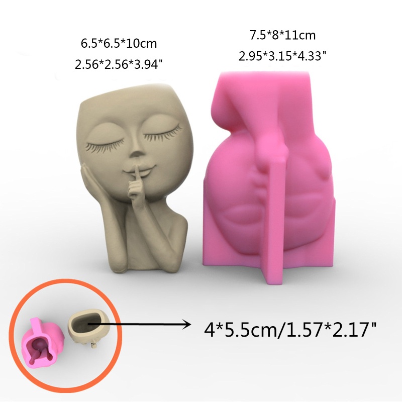 Khuôn Silicon Làm Chậu Hoa Hình Búp Bê Đầu To