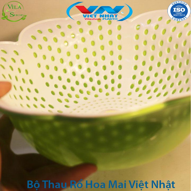 [ 3 Phân Loại ] Thau Rổ Nhựa, Bộ Thau Rổ Đa Năng Hoa Mai Việt Nhật, Nhựa PP Nguyên Sinh - Kháng Khẩu - Khử Mùi