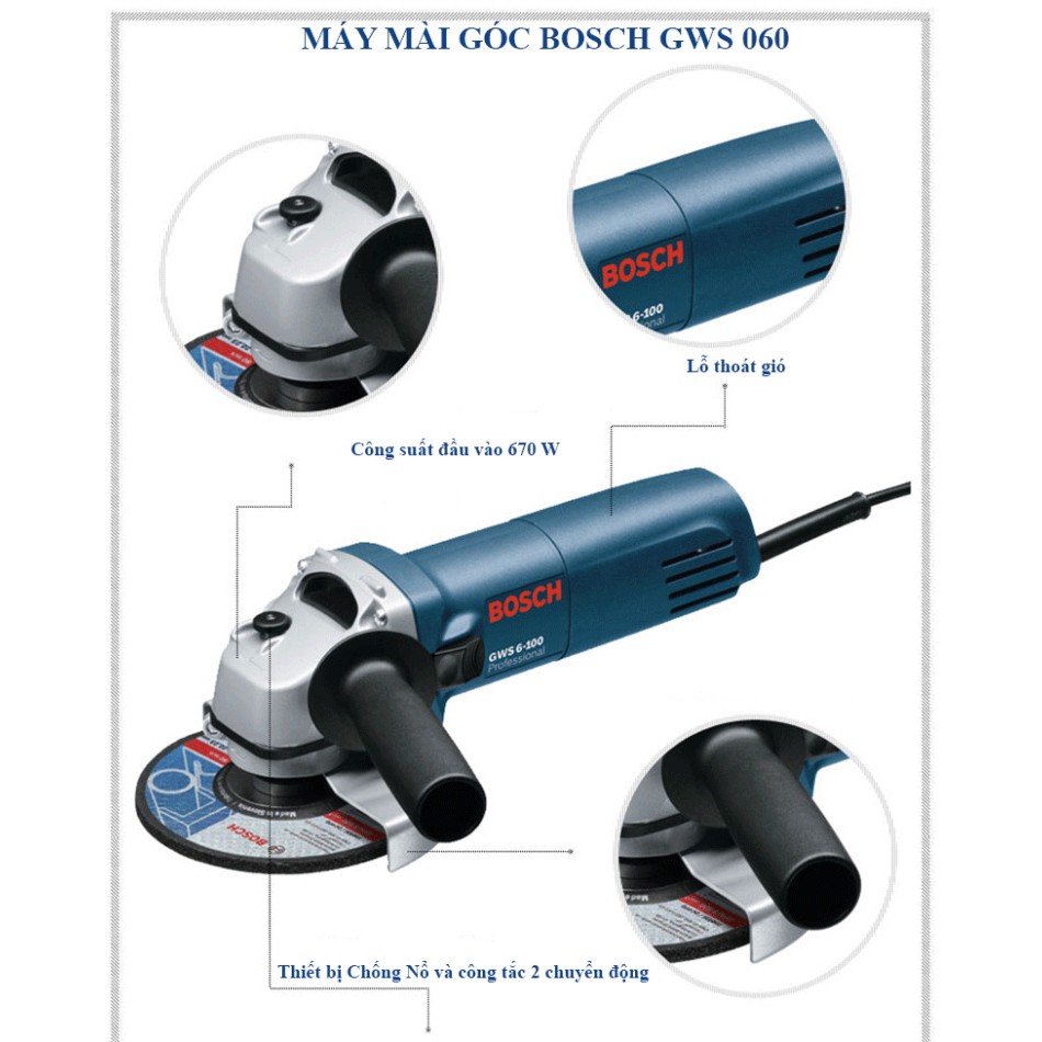 Máy Mài Bosch 670w, Máy Mài Góc, Máy Cắt Cầm Tay - Hàng Công Ty