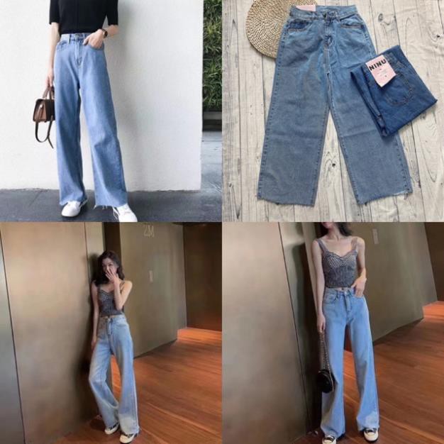 Quần Jeans Mentor Culotes - quần jean ống rộng lưng cao chất jean mềm điểm nhấn lai quần cắt tua ⚡ . ❕