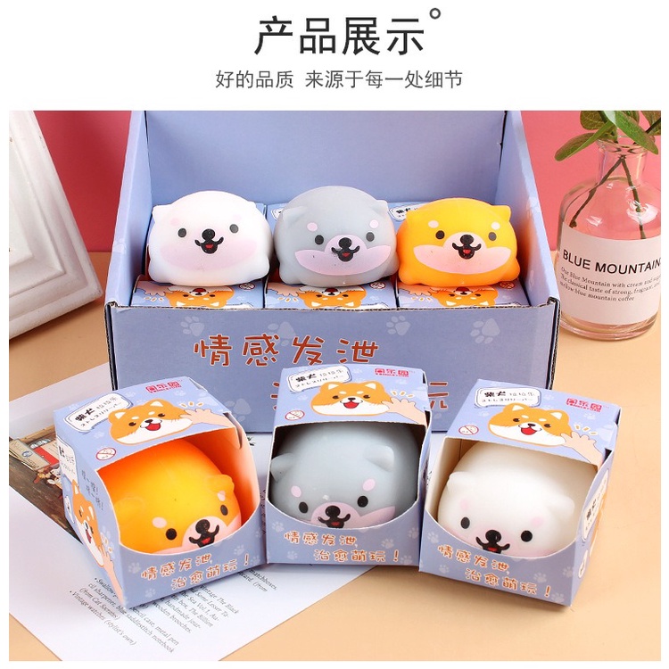 Squishy Mochi hình CHÓ SHIBA 3 màu đồ chơi bóp tay mềm mịn dễ thương chân thực giảm stress co dãn đàn hồi ngộ
