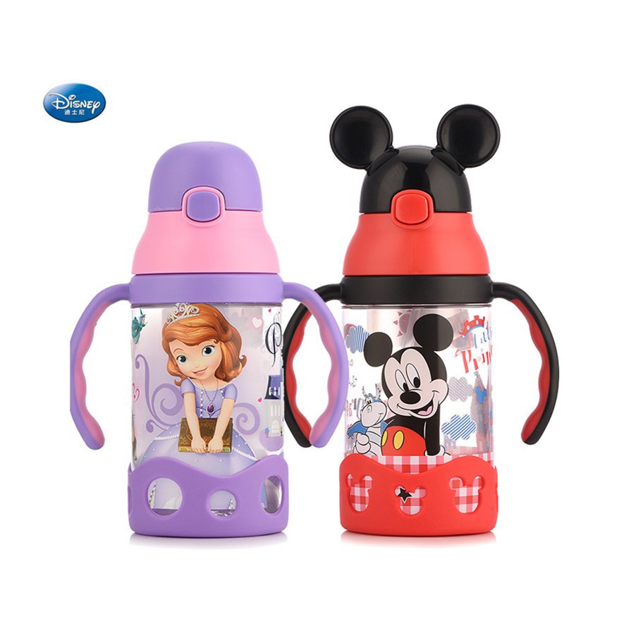 Bình nước chống rỉ tay cầm thiết kế nhân vật hoạt hình Disney cho bé