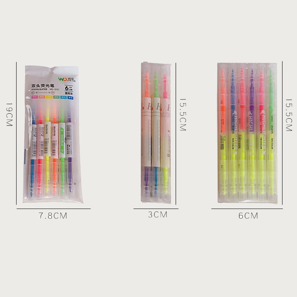 Bộ 6 Bút Dạ Quang Nhiều Màu Sắc