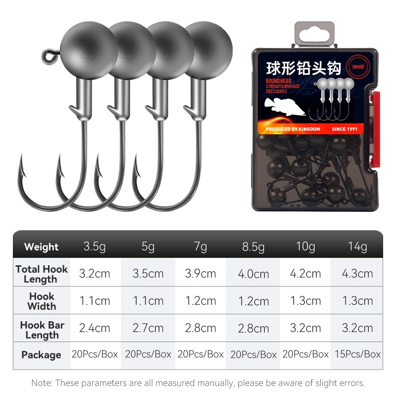 Set 20 lưỡi câu cá KINGDOM đầu chì 3.5g 5g 7g 8.5g 10g 14g tùy chọn tiện dụng