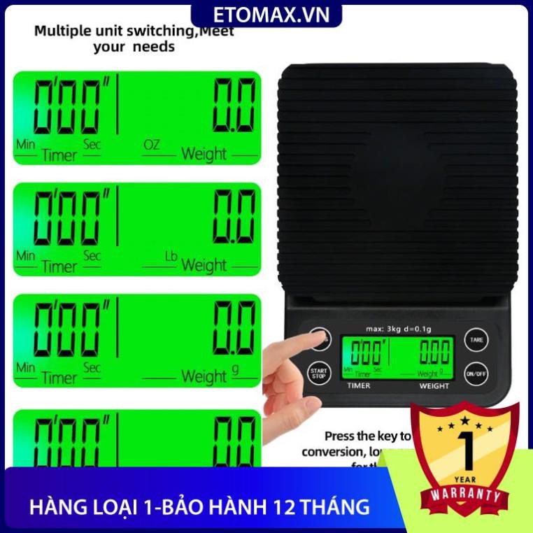 [Hàng cao cấp-Freeship] Cân cà phê điện tử 3kg/0.1g coffee scale