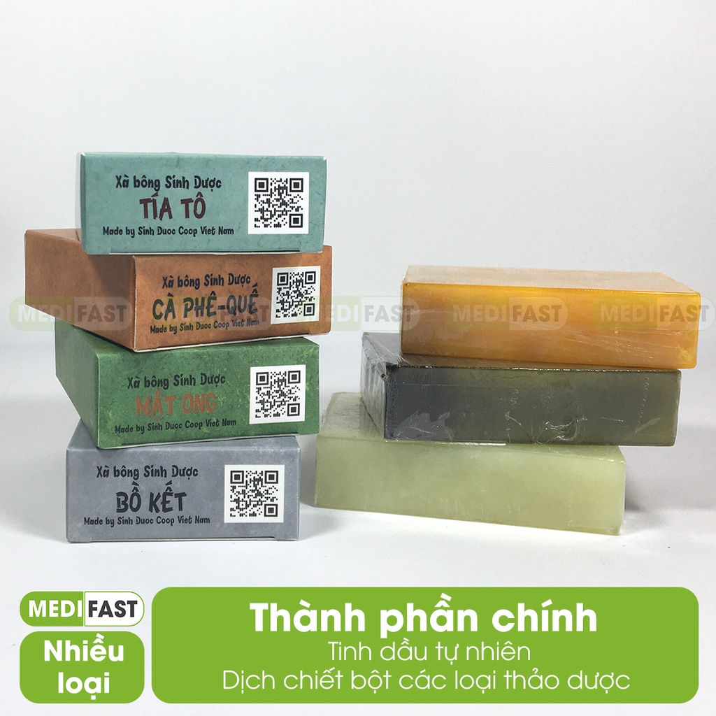 Xà phòng Sinh Dược tắm gội từ thảo dược mướp đắng, quế, than tre, bồ kết giảm mụn lưng, mụn thâm ngực, tẩy da chết