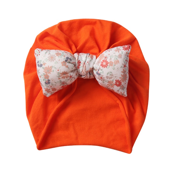 Mũ turban nơ tròn chất liệu cotton mềm mịn co dãn  dành cho bé gái từ sơ sinh