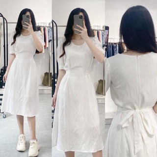 Đầm vintage cổ tròn