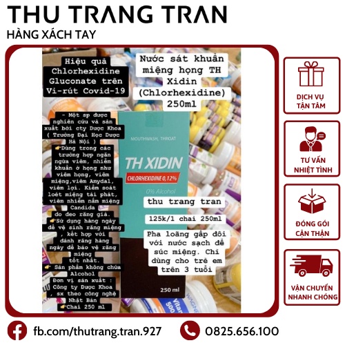 Nước sát khuẩn miệng họng TH Xidin