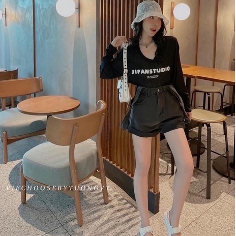 Quần short yếm jean 2in1
