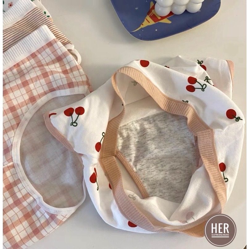 Set 5 quần lót nữ cao cấp cotton kháng khuẩn thấm hút mồ hôi họa tiết cherry siêu cute CT02 - Her Sleepwear