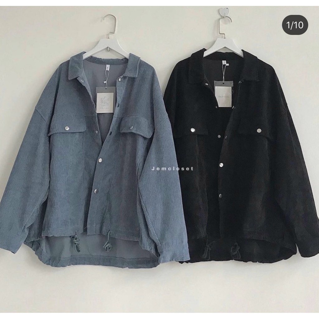 SƠ MI KHOÁC NHUNG TĂM STYLE HÀN QUỐC UZLLANG (ảnh thật/hàng có sẵn)
