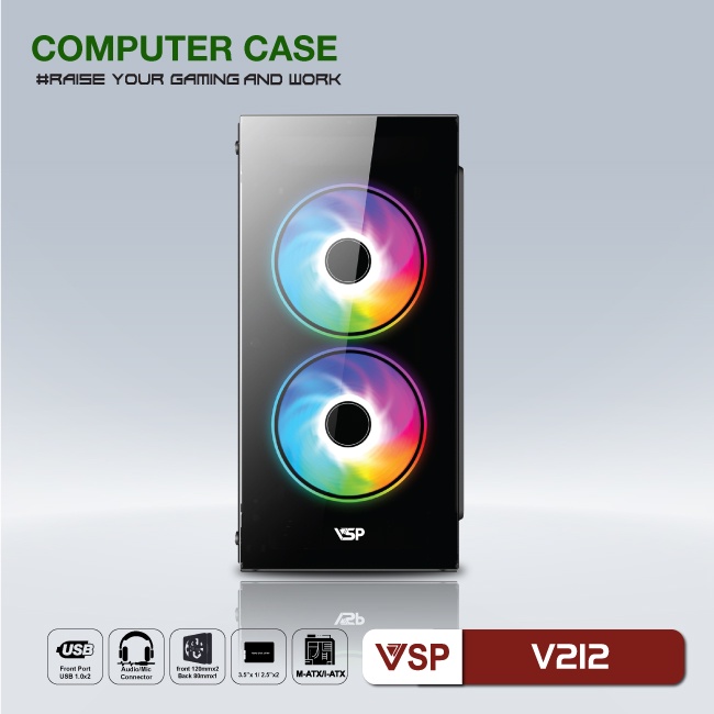 Case văn phòng - gaming VSP V212 (4 màu sắc)