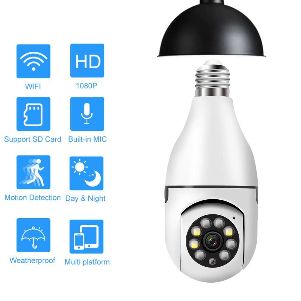 Camera wifi 360 Full HD 1080P 360 ° E27 LED Bóng Đèn Không Dây An Ninh Nhà WIFI CCTV IP Camera Two Way Âm Thanh Toàn Cảnh tầm Nhìn ban đêm