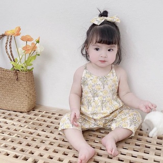 Jumsuit hoa kèm nơ cho bé_