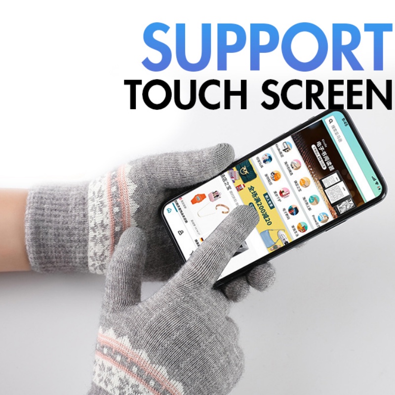Găng Tay Len Hai Lớp Vải Nhung Mềm Mại Dày Dặn Chống Gió Có Thể Chạm Màn Hình Cảm Ứng Dùng Khi Đi Xe Đạp / Leo Núi