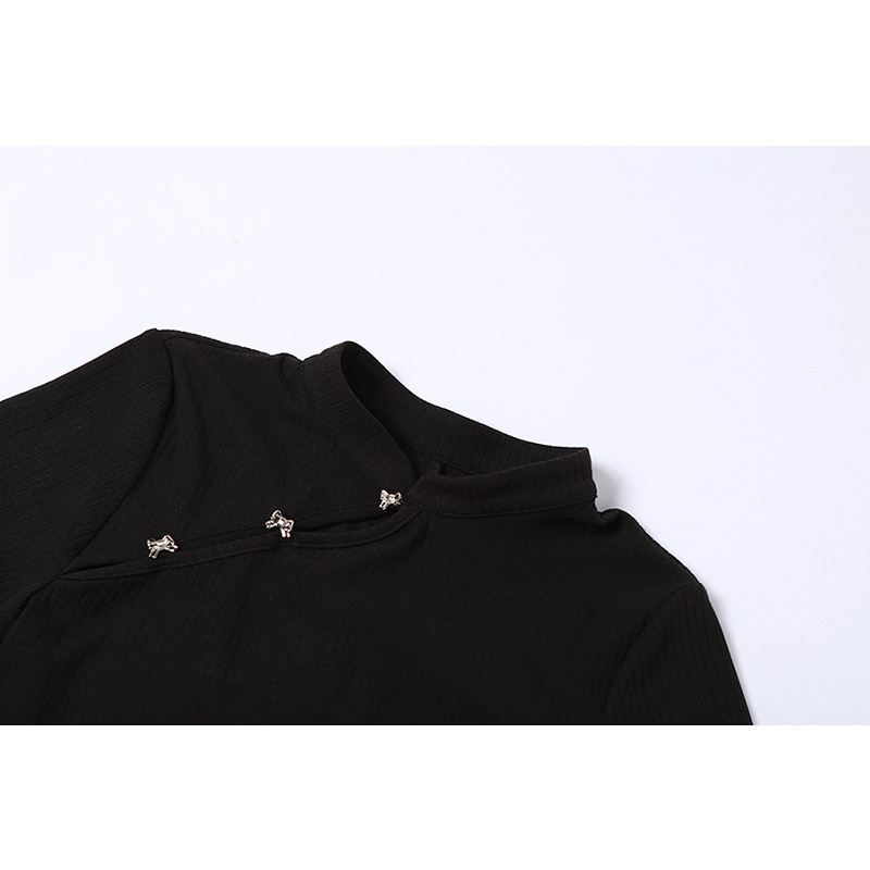 Đầm Tay Ngắn Phối Nút Và Dây Xích Thời Trang Cho Nữ