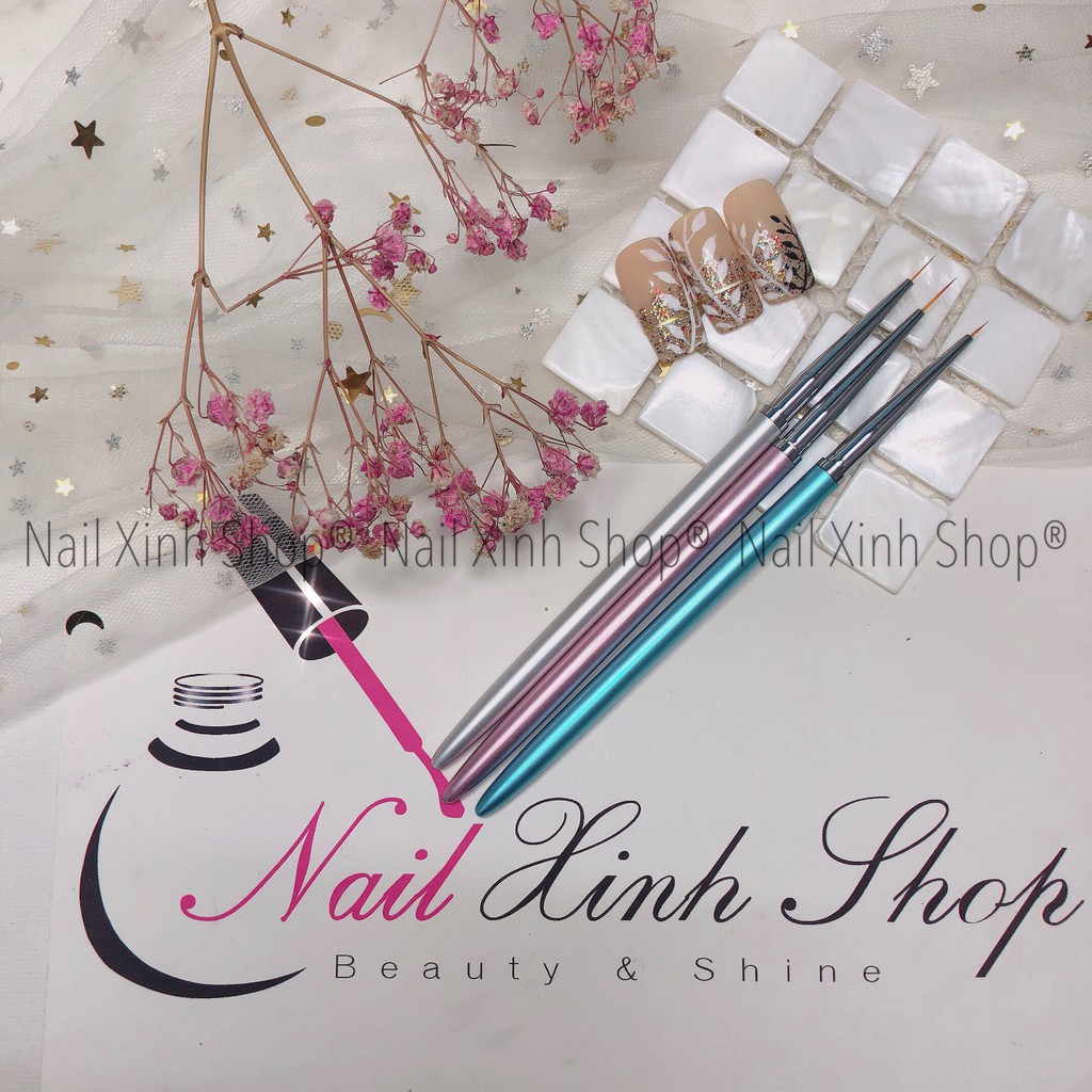 Set cọ vẽ gel, cọ vẽ móng tay nghệ thuật, nail art (1 bộ 3 cọ râu vẽ nét mỏng)