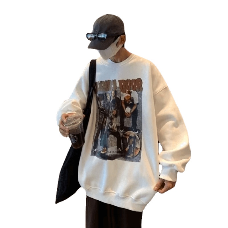 Áo Nỉ Chui Đầu Cỡ Lớn In Họa Tiết Hoạt Hình Phong Cách Hip Hop Đường Phố Nhật Bản Cho Nam [M-5XL]