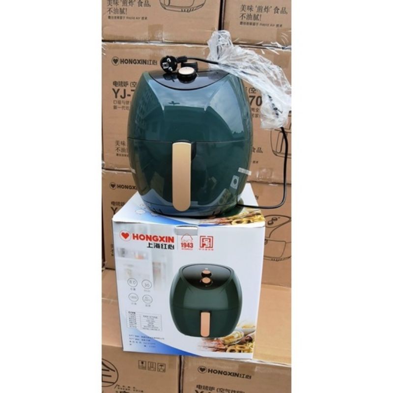 Nồi chiên không dầu Hongxin 8L dạng cơ màu xanh mẫu mới nhất