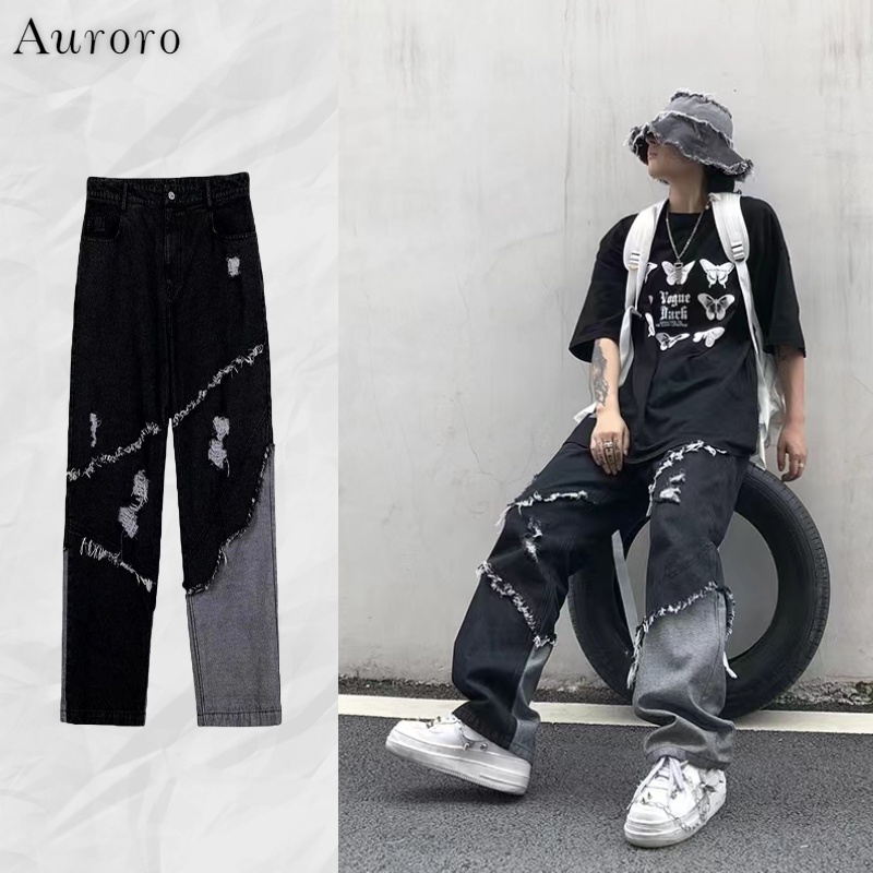 quần jean nam thời trang Quần ống rộng unisex quần jean nam cao cấp trẻ tuổi quần nam hàn quốc tiếng Nhật quần nam hàn quốc