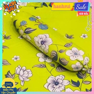 Vỏ gối ôm cotton poly 30x100cm mẫu hoa xanh lá