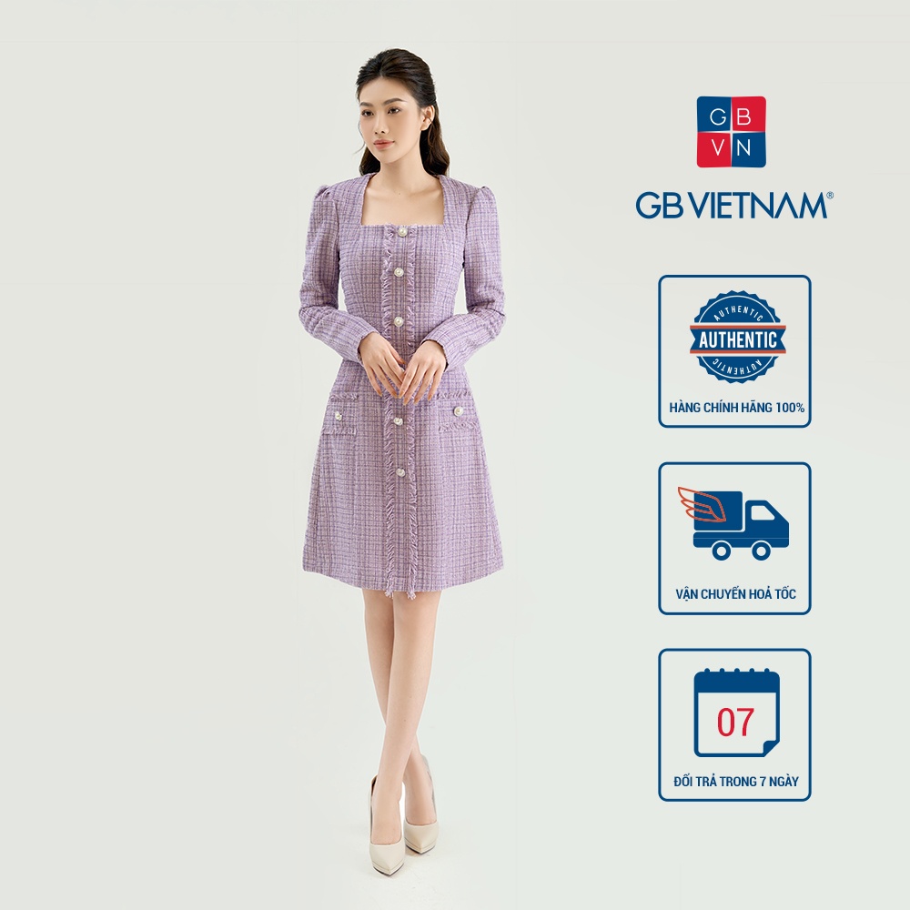 Váy dạ cúc GB2206, chất liệu dạ teewt cao cấp, đầm công sở,đi tiệc, đi làm, đi chơi