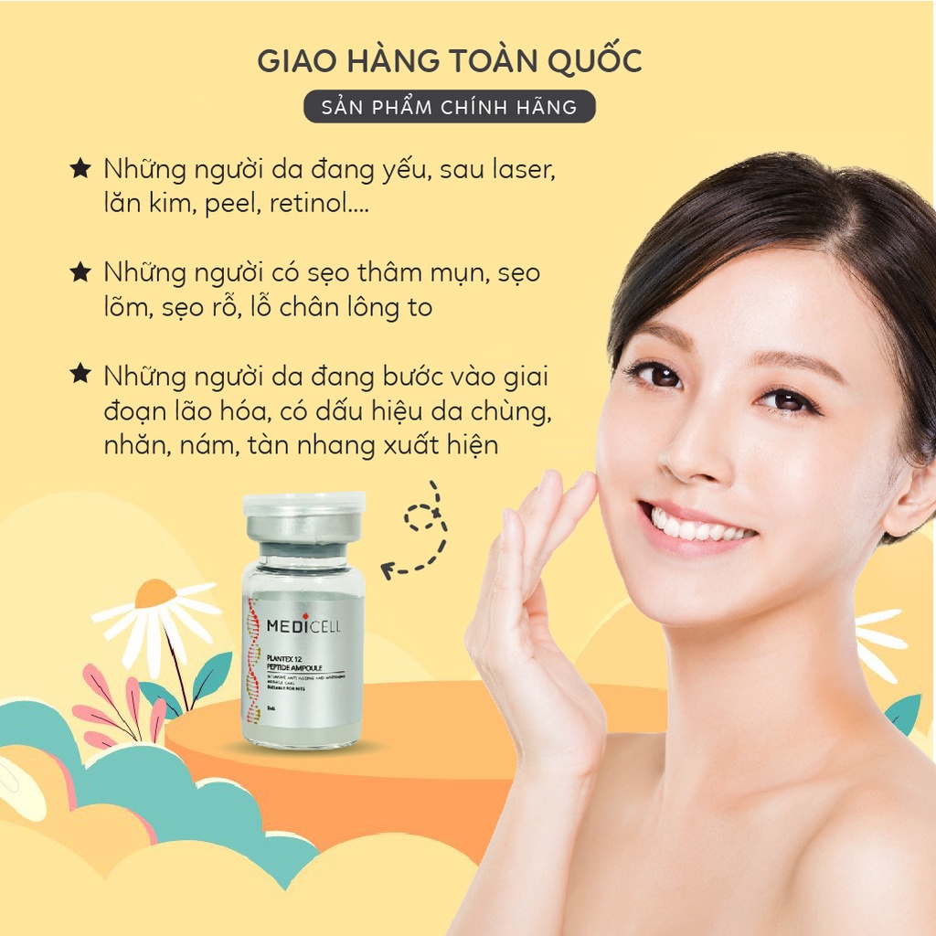 Tinh Chất Lăn Kim Trắng Da, Serum Tế Bào Gốc Tái Tạo Phục Hồi Da Plantex 12 Peptide Medicell - Lọ 5ml
