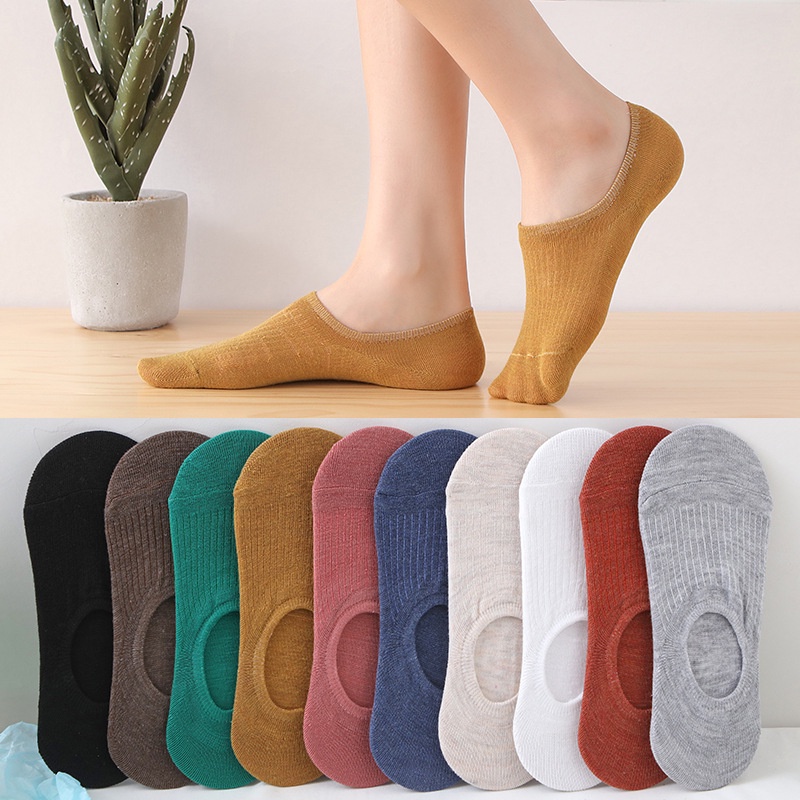 Vớ Cổ Thấp Mỏng Nhẹ Thoáng Khí Màu Sắc Đơn Giản Thời Trang Mùa Hè Xinh Xắn Cho Nữ