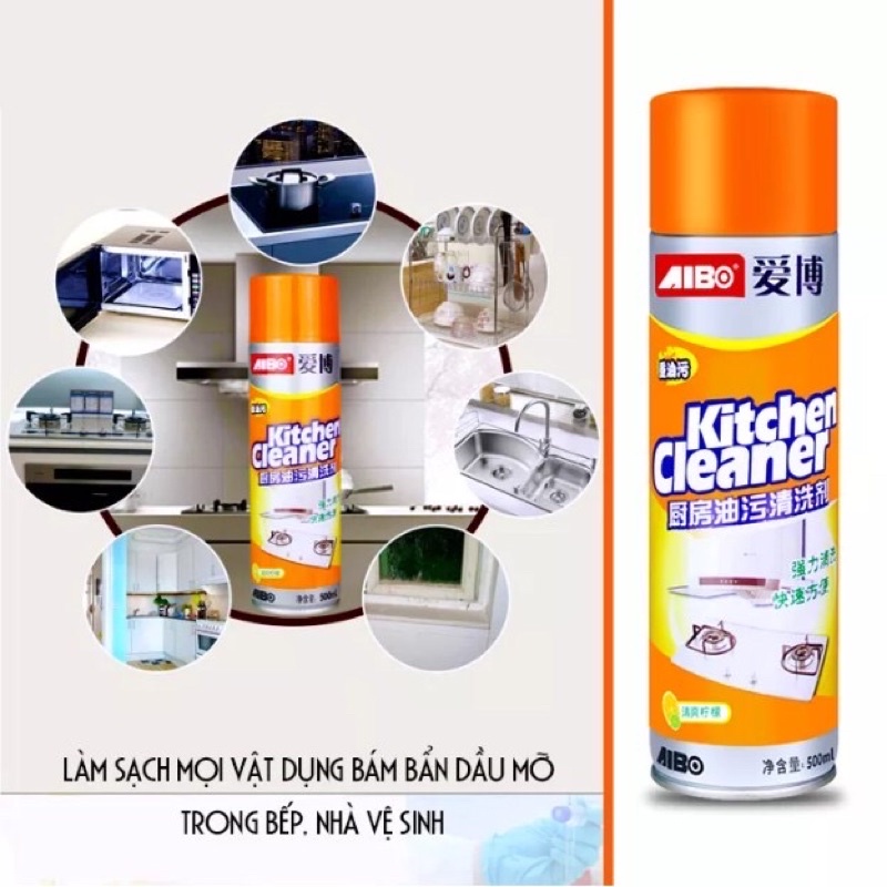 Bình xịt bọt tuyết⚡𝑭𝑹𝑬𝑬 𝑺𝑯𝑰𝑷⚡tẩy rửa siêu sạch mầu cam kitchen cleaner nhà bếp 500ml