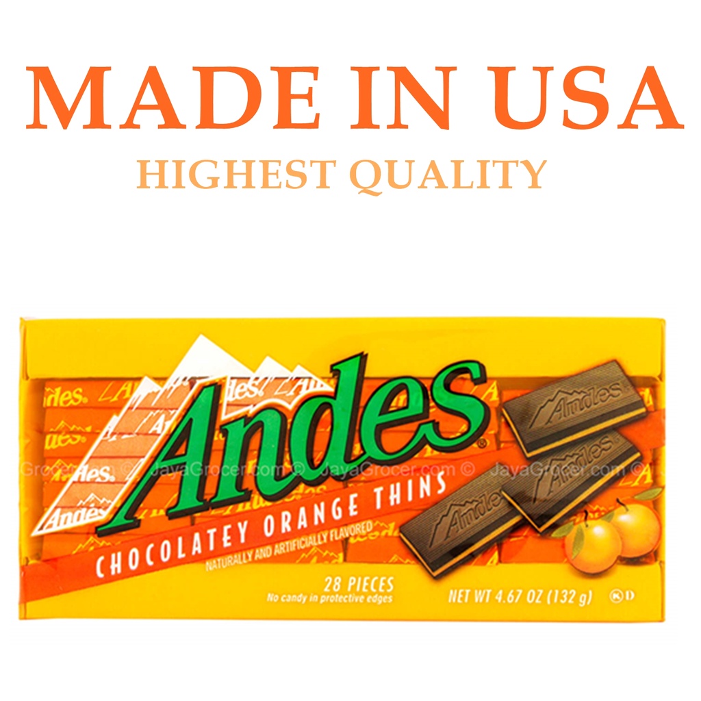 Socola CAM sản xuất tại Hoa Kỳ, 132g, Andes Chocolatey Orange Thins - GREAT QUALITY