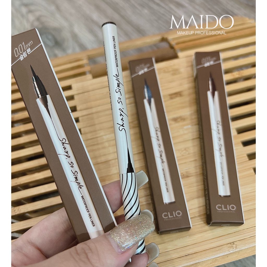 Bút kẻ viền mắt lâu trôi CLIO Sharp So Simple Waterproof Pen Liner sắc nét giúp đôi mắt to tròn MAIDO COSMETICS