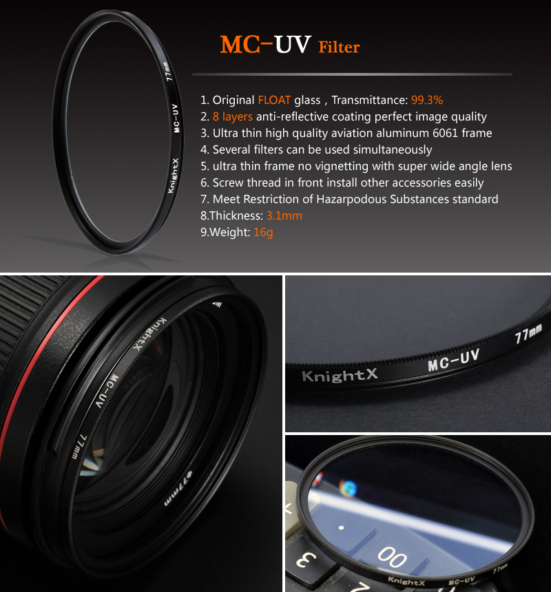 Bộ Lọc Ống Kính Máy Ảnh 49mm 52mm 55mm 58mm 62mm 67mm 72mm 77mm