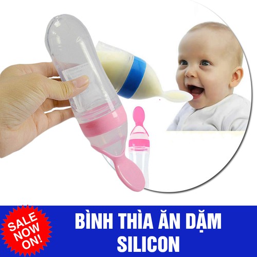 Bình thìa silicon, Bình sữa thìa hỗ trợ bé ăn dặm đa năng - Dung tích 90ml