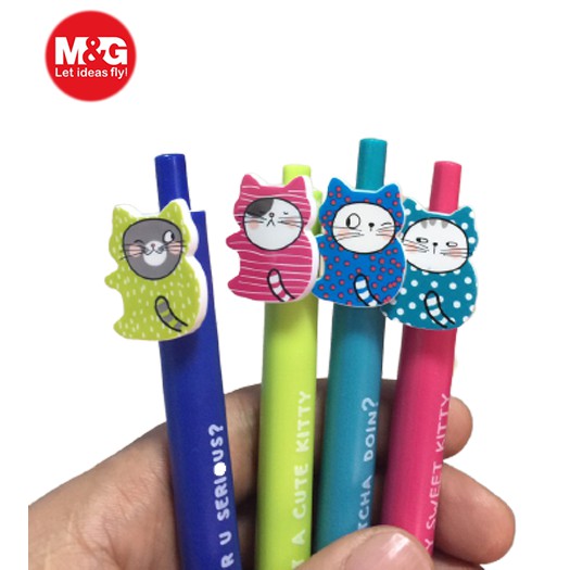 Bút bi cute hình mèo ABPH 4571 viết êm mực đậm chính hãng M&G
